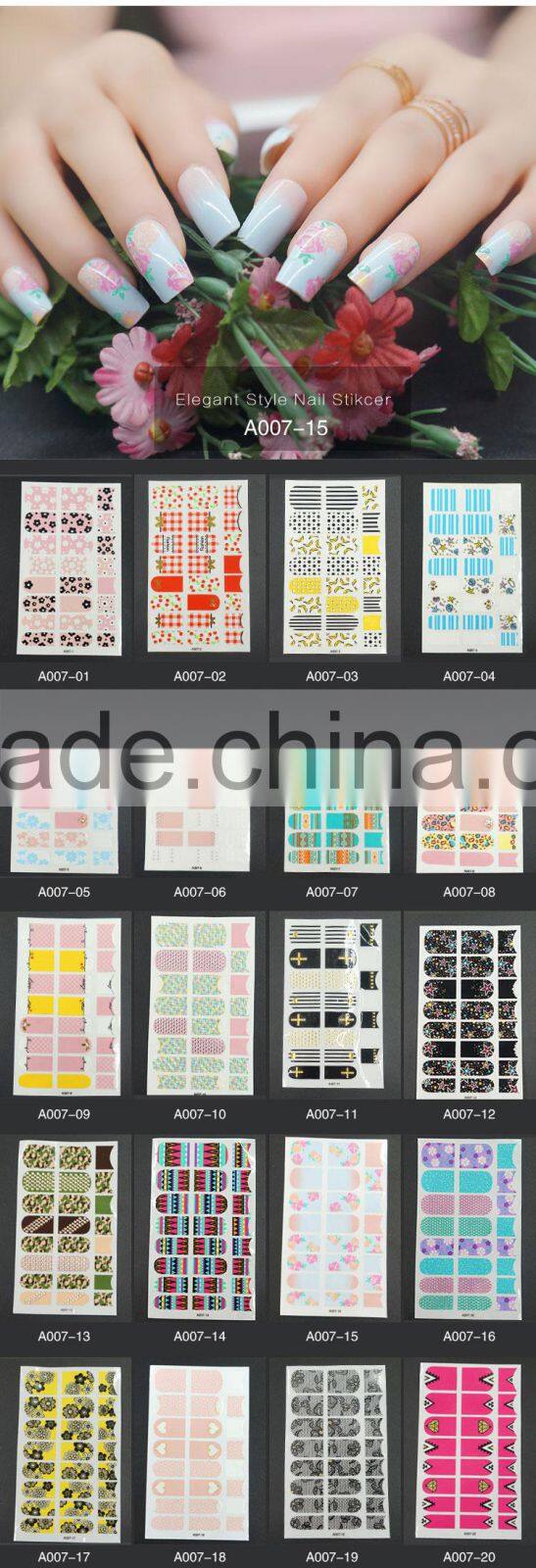 2017 Water transfer printing UV Gel feather design nail foil sticker
