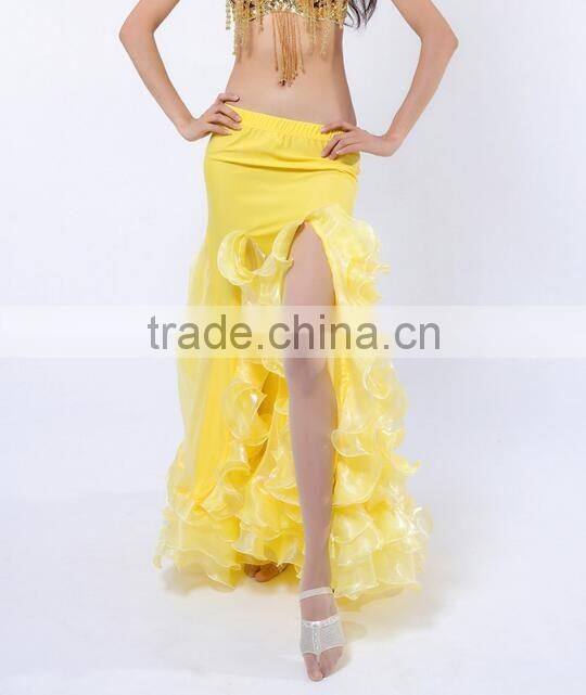 Egyptian style belly dance skirt with ruffle side slit