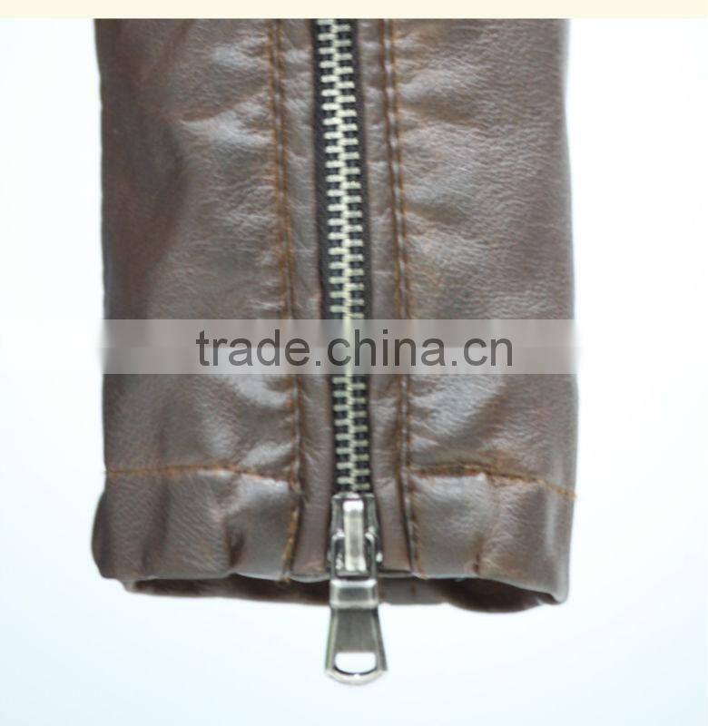 2014 brown PU leater jacket plus size for europe man