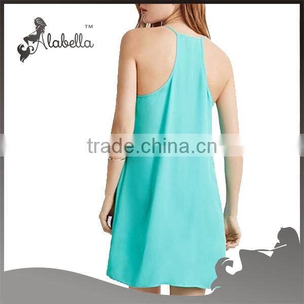 Wholesale dress women simple dress sleeveless dress 100%polyester