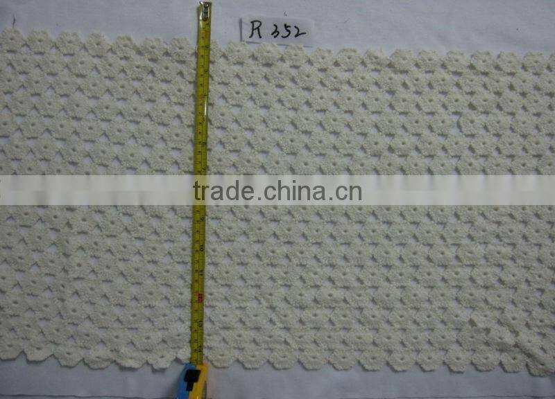 machine made cotton crochet flower fabric