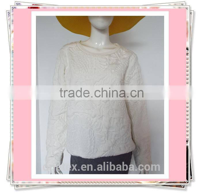 Ladies' jacquard fabric O-neck sweatshirt