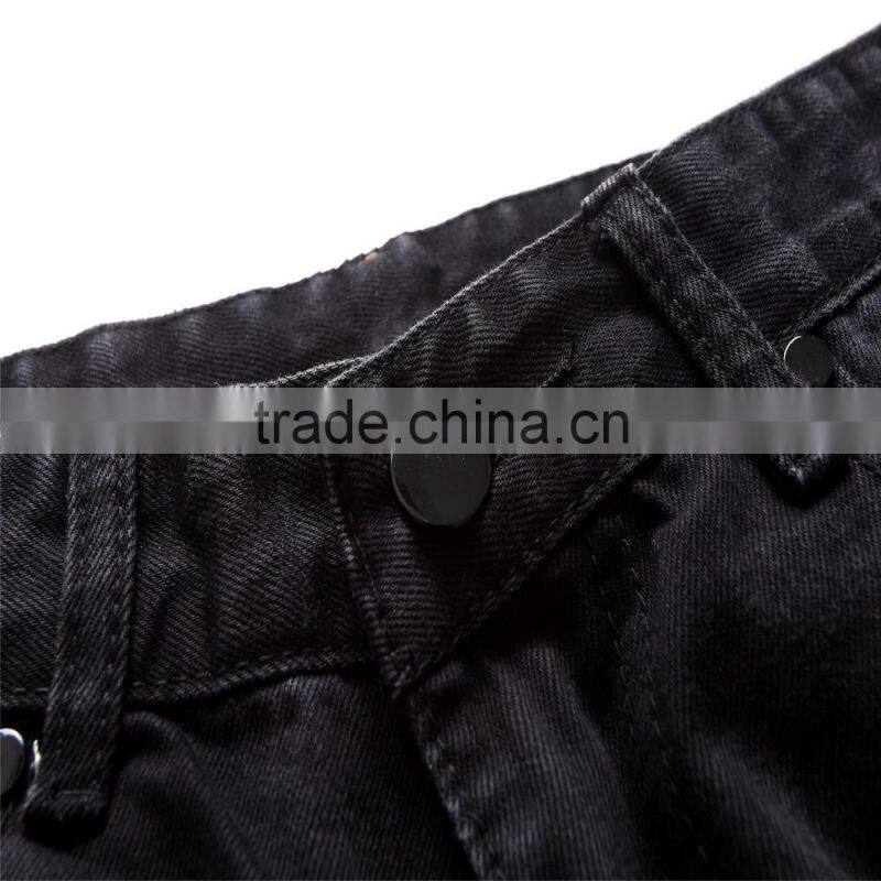 Fashion new men's brand men's jeans black jeans hole personality male personality pants