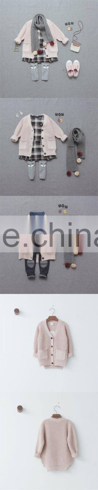 2016 Latest cardigan sweater designs kids wool handmade sweater for girls