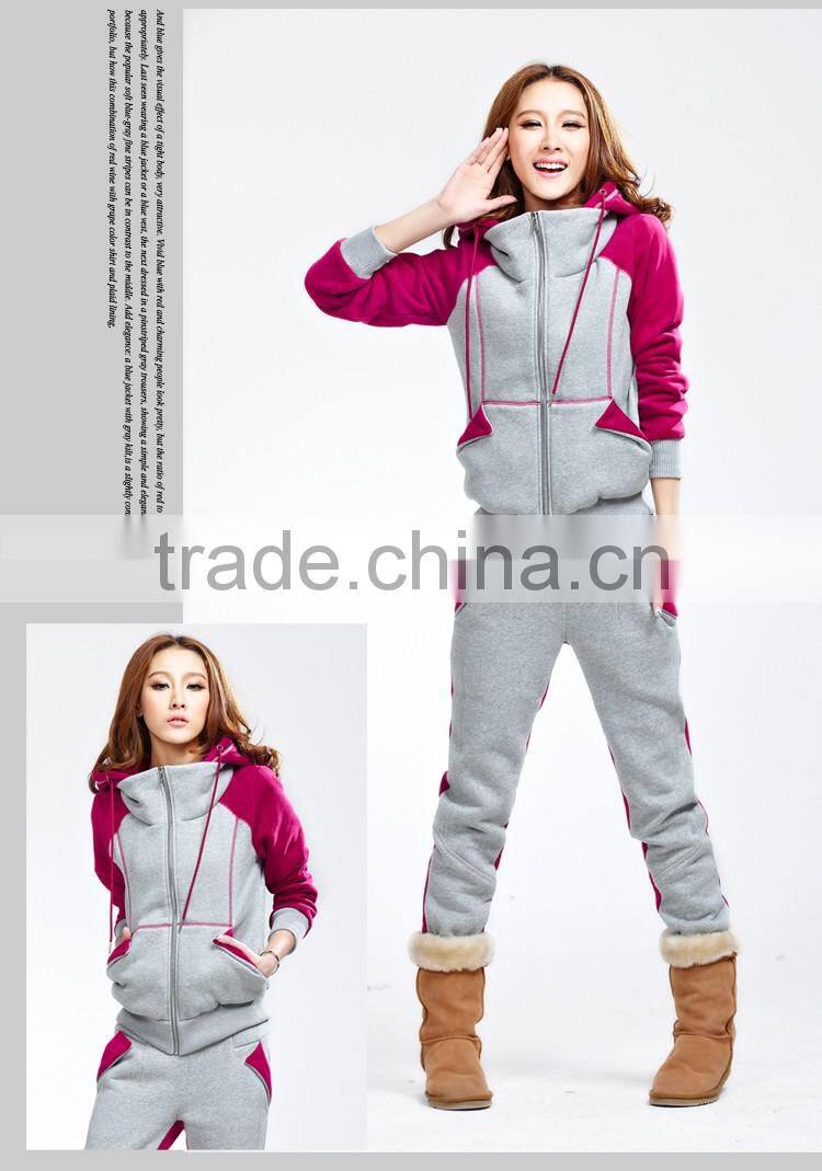 2017 Casual Fleece Top Design Tracksuit Wholesale Heavyweight Women Winter Tracksuit