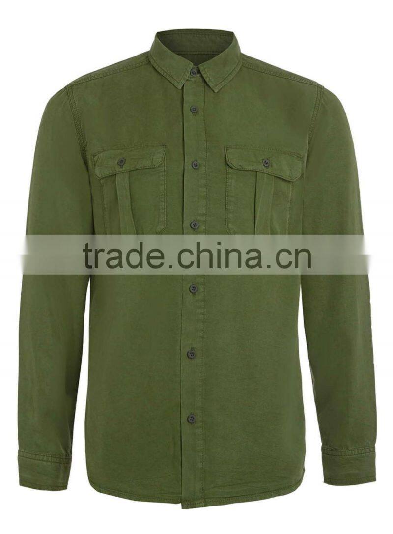 man green pocket shirt long sleeve flannel shirt