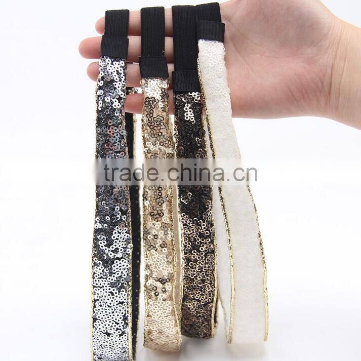 F20072N Hot sale Sequin Grosgrain hair Ribbon hight quality sequin ribbon hair accessories