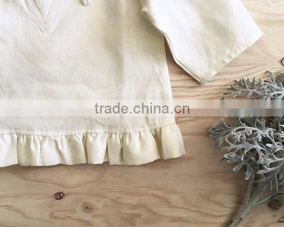 Latest Design Summer Tops Linen Pattern Medium Sleeve Baby Girl Fancy Shirts