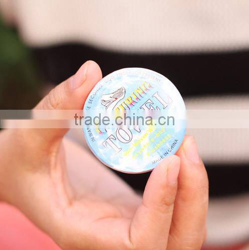 Trade assurance OEM pigment printing cotton terry custom compressed magic towel