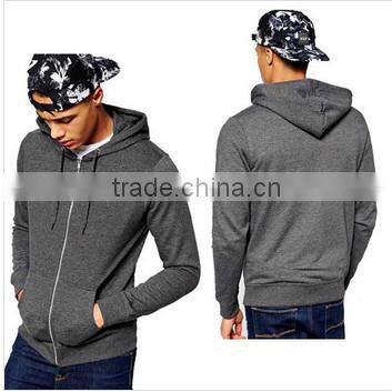 65% cotton 35% polyester custom heather grey plain zip hoodies men