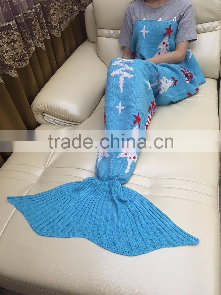 YIYU 2017 ugly christmas kids and adults knitted mermaid tail blankets