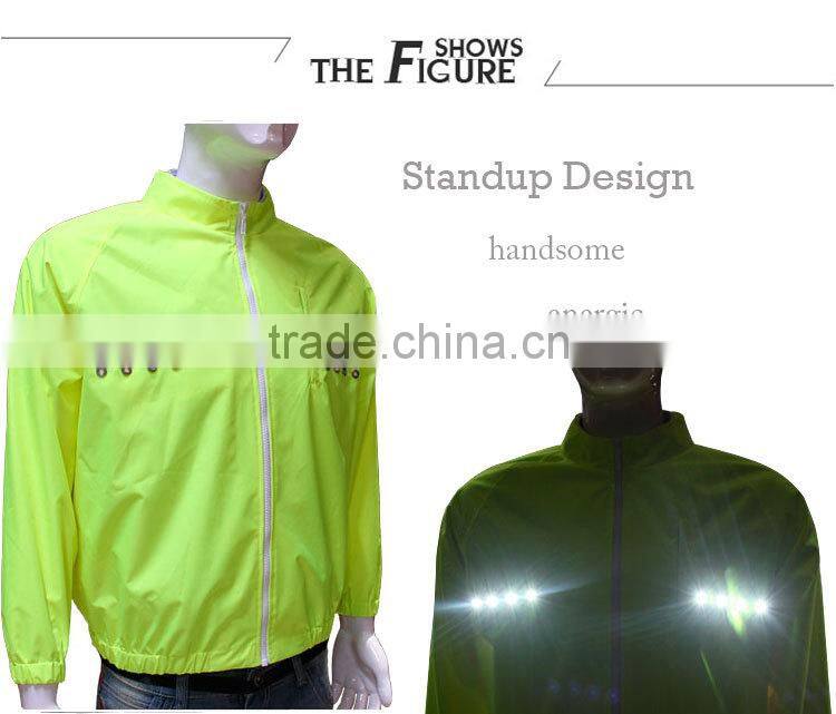 USB rechargeable flashing safety cycling sports long sleeve jacket
