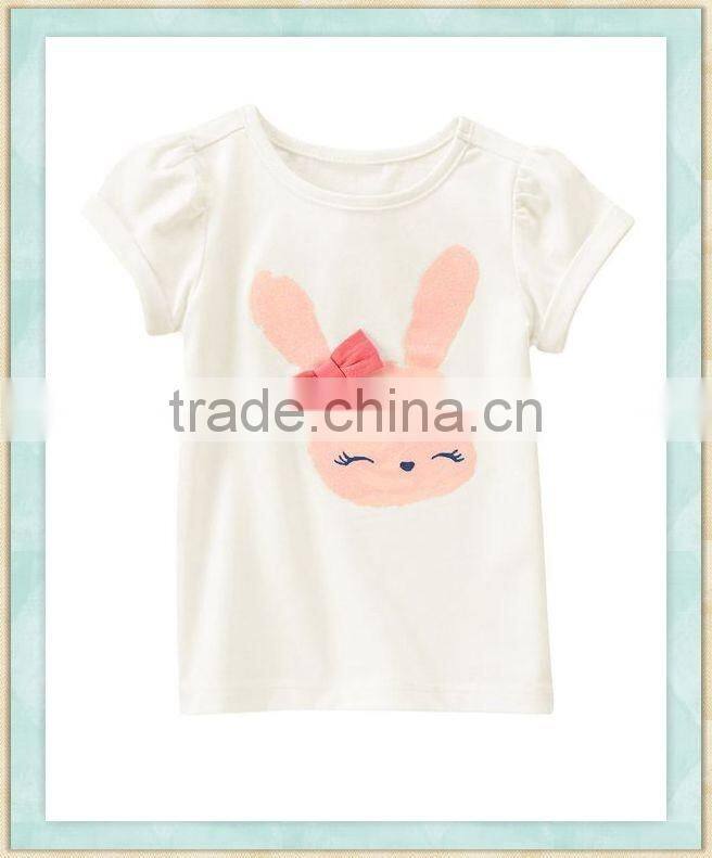 wholesale hot sale summer children clothing pink happy rabbit baby short sleeve t-shirt