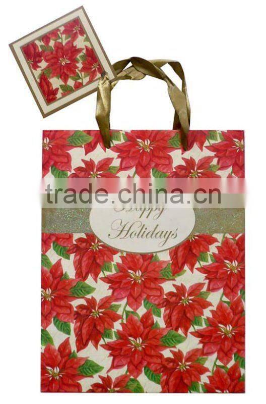 silk handle holidays paper gift bag(cgb007)