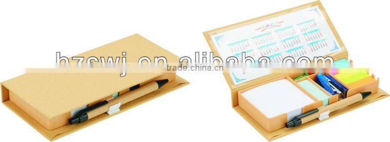 sticky notepad with pend and ruler