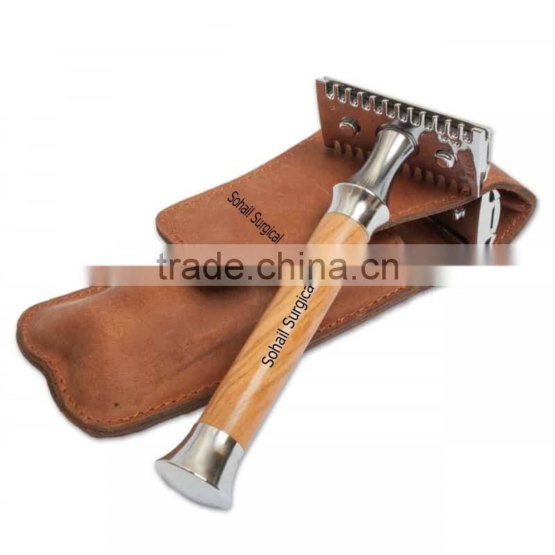wooden handle safety razor
