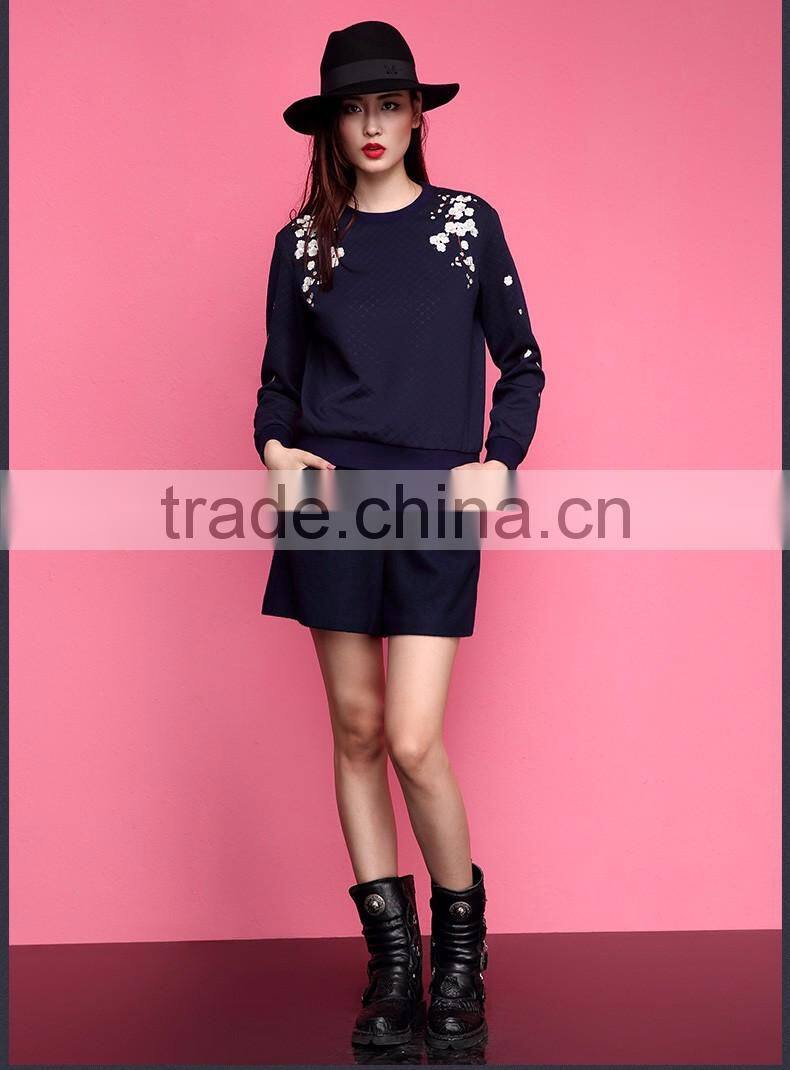 New Latest Women Sweatshirts Design Pullover Long Sleeve Embroidered Sweatshirts,Top Quality Fleece Embroidered Sweatshirts