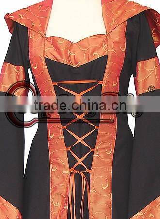 Long Trumpet Sleeve Hooded Collar ROCOCO Ball Grown Gothic Medieval Victorian Dress Costume
