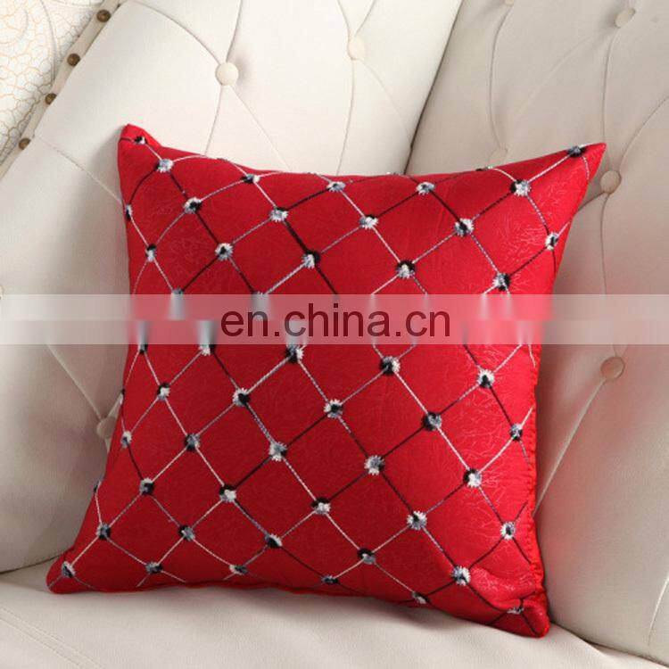 Home Embroidered Grid Pillow Boster Case Sofa Cushion Cover