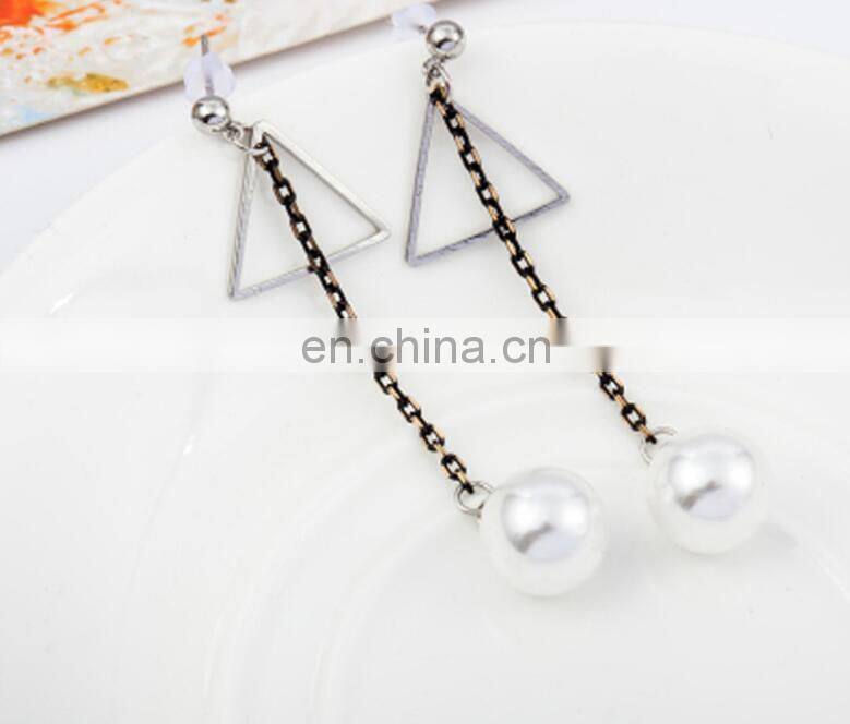 Contracted Han Guoer nail female long tassel earrings hand geometry eardrop asymmetric earrings wholesale pearl earrings