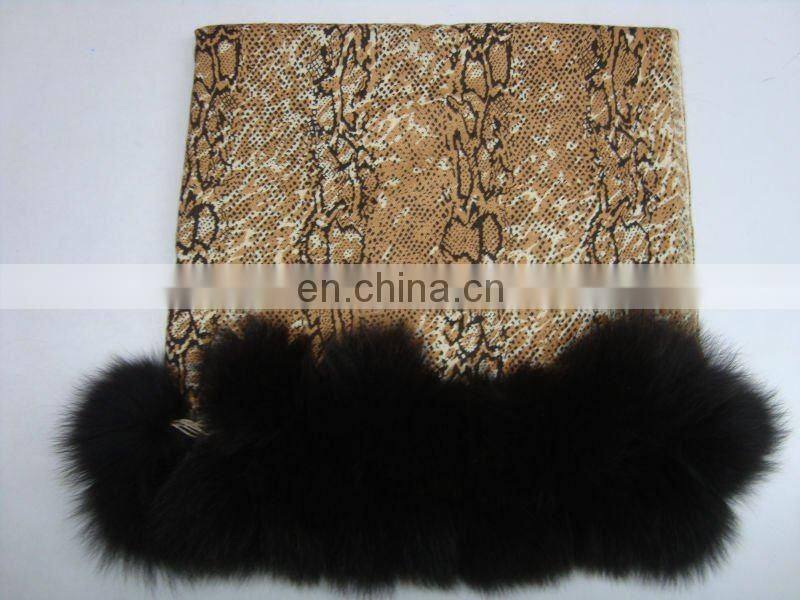 Silk Pashmina wool Animal prints pashmina shawls with fur ball