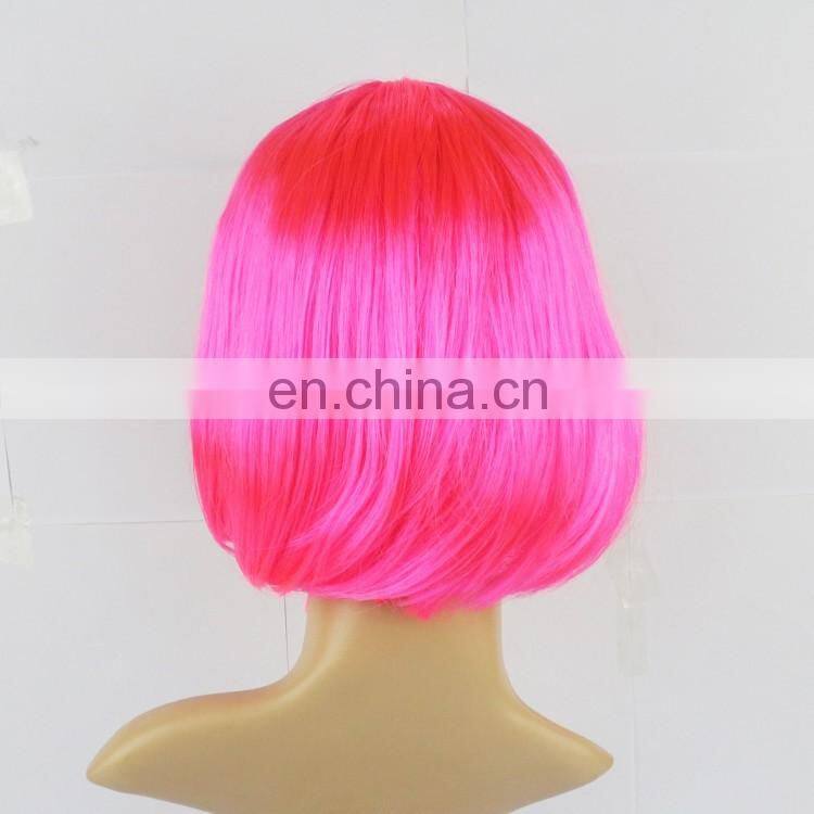 cheap short straight pink synthetic bob women party wig