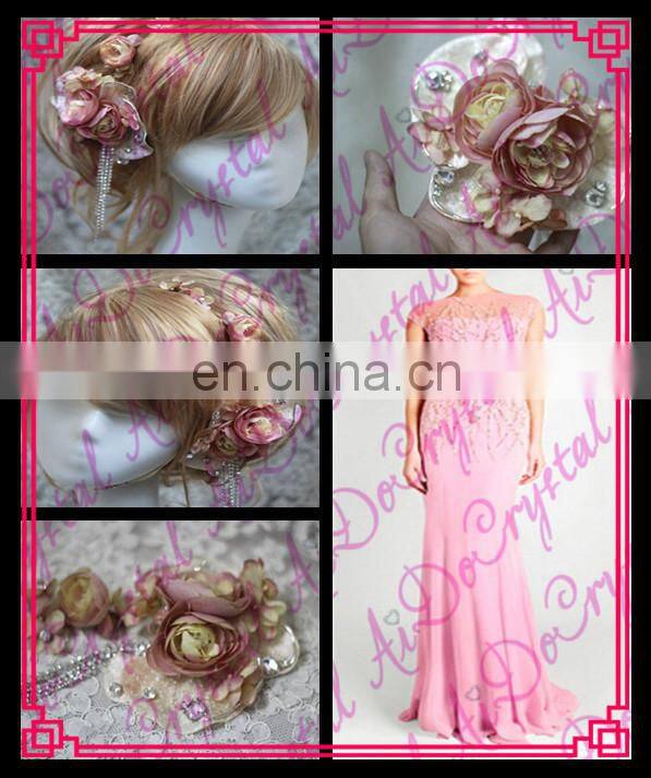 Aidocrystal handmade Pink Bridal Flower Hair Clip Wedding Accessory Peony Hair Clip for women
