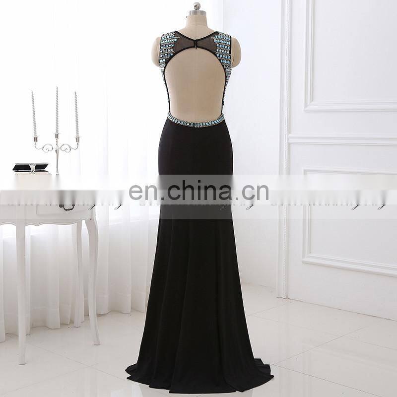 Gorgeous Mermaid Sexy Open Back Crystal Evening Gowns Evening Dresses LX303
