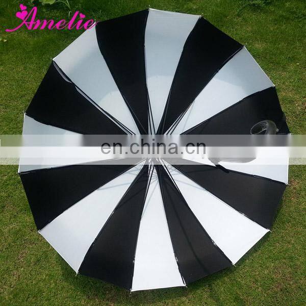 Bella's Vintage-Inspired Pagoda Umbrella with Black and White Stripes Colors