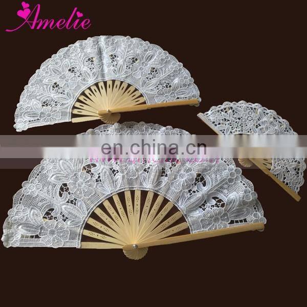 3 Assorted Sizes Embroidery Lace Hand Fan as Wedding Favors Gifts Fan