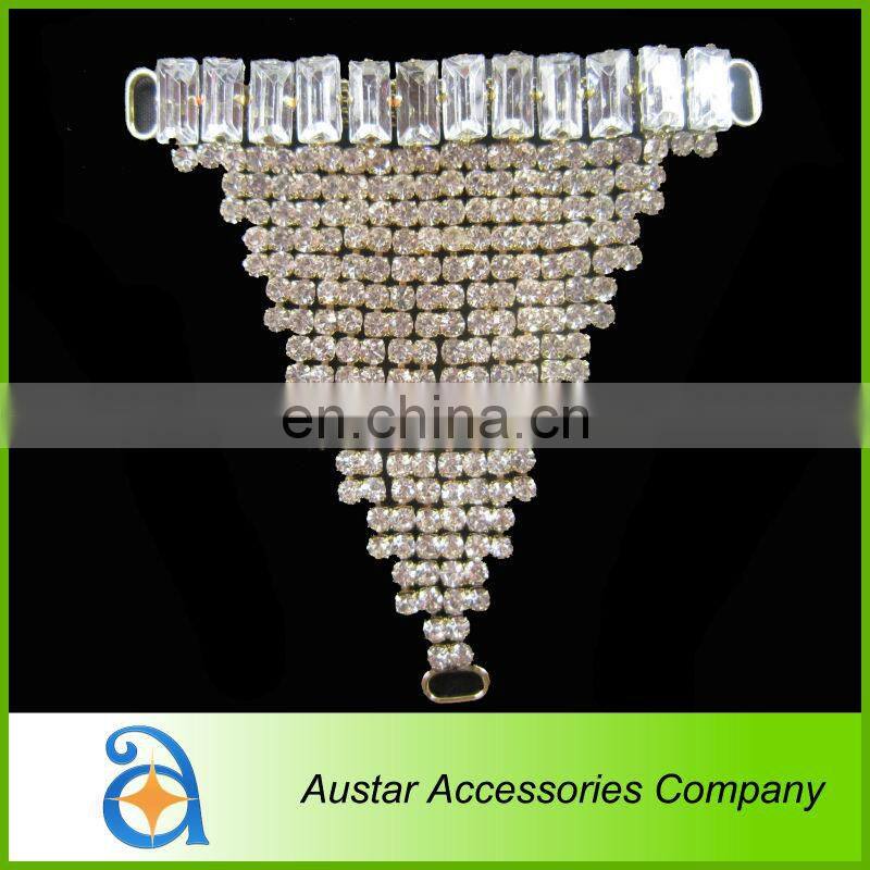 New design Y shape colorful rhinestone shoe decoration high heel shoe parts