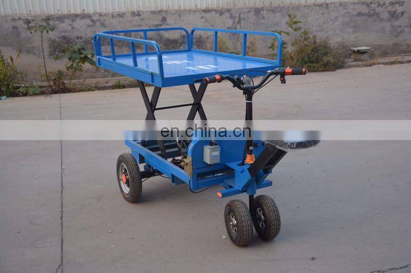 Customize multi-function electric lift flat cart trolley price
