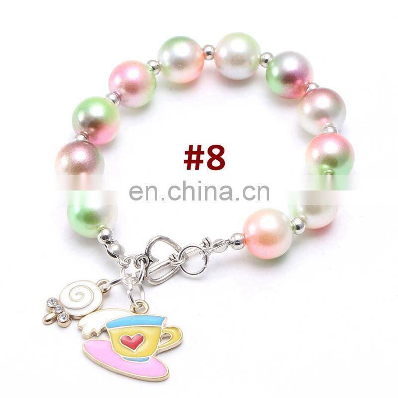 Children fairy tale bracelet Mermaid Unicorn Ice-cream Charms Girl Bracelet pendants 12Colors