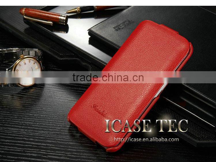 for samsung galaxy s6 edge flip case with real leather material
