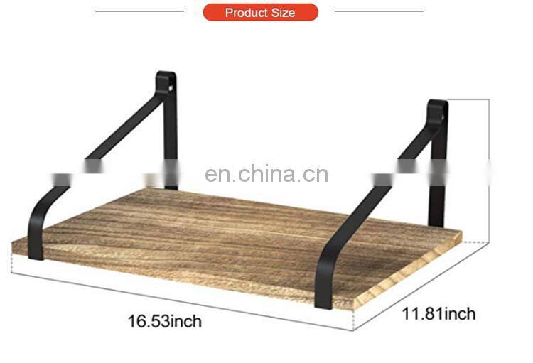 2 Tier Hanging Corner Shelf Wood Wall Floating Shelves Rustic Organizer Displays Storage Rack