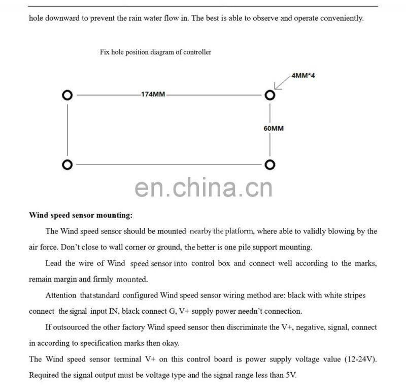 Automatic Dual Axis Solar Tracker Controller W/O Remote Control Wind Speed Sensor