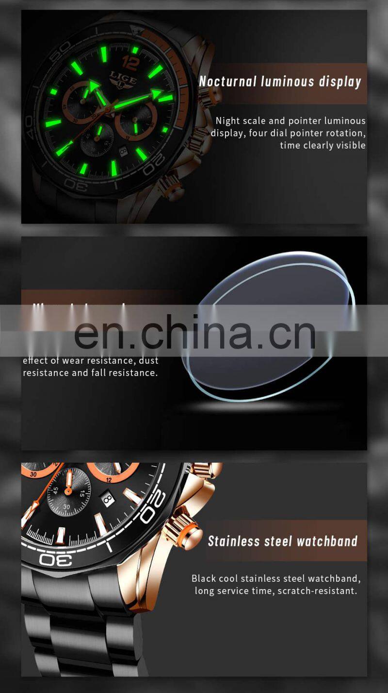LIGE 8933 Fashion sport for man Waterproof Stainless Steel Quartz Watch luxury mans watch perfect Watch Online