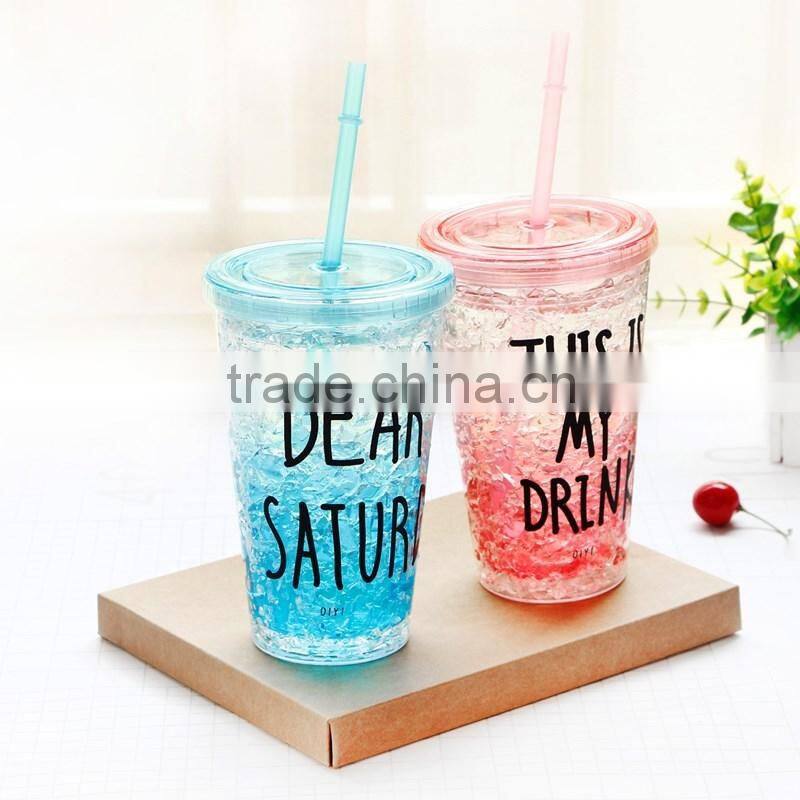 Plastic Tumbler Cup with Lid and Straw