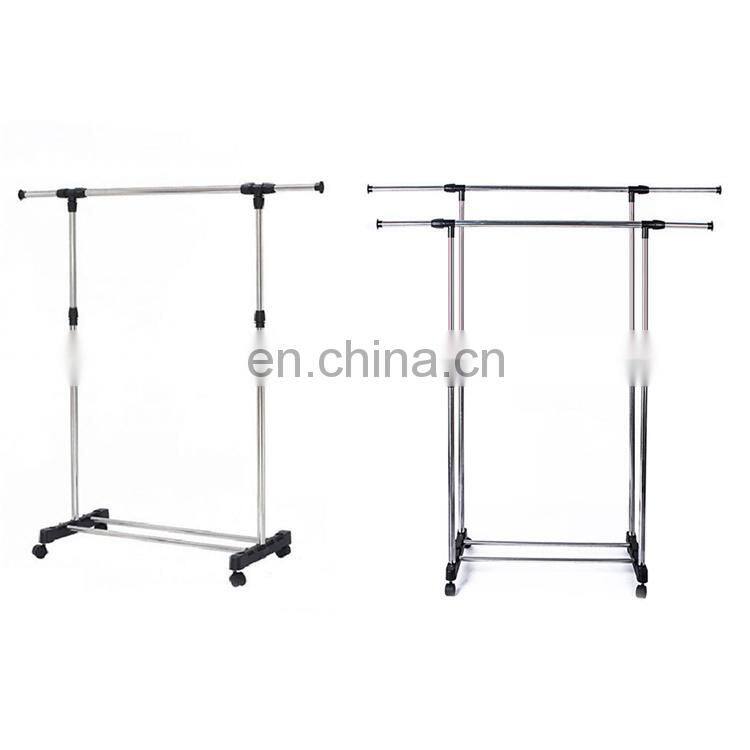 Stainless steel lifting hanger floor round pipe plastic link hanger family bedroom hanger