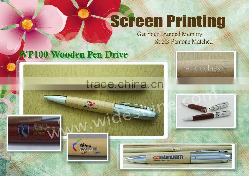 Best electronic Christmas gifts 2014 , wooden pen usb flash drive with ball pen