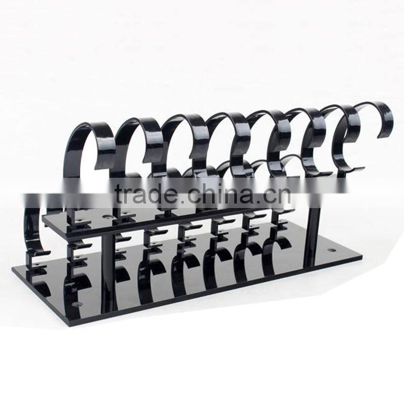 Double-Layer Black Acrylic Watch Display Stand C Clip Watch Display Rack Holder