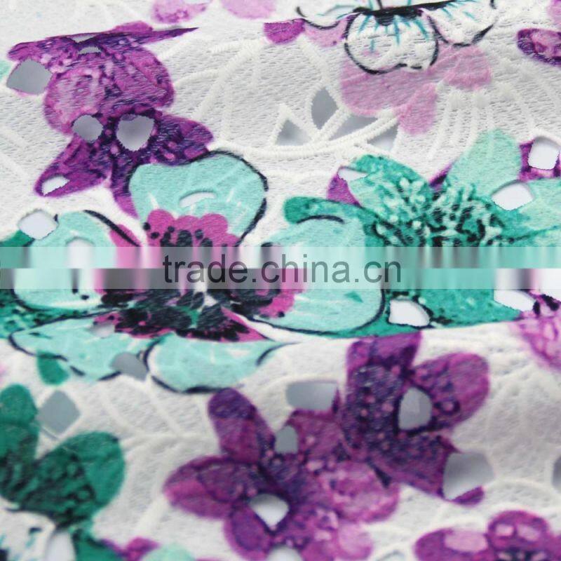 Good selling water soluble lace muilt colour 100% polyester best price chemical polyester fabric