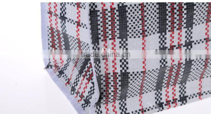classical pp woven fodable shopping bag with zipper