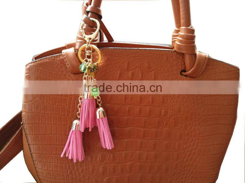 AKA pearl Fashion Braided Leather tassel Keychain Car Keychain auto Keyring AKA keychain