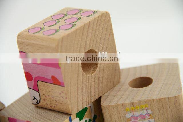 Wooden educational digital building block tower toys for babies