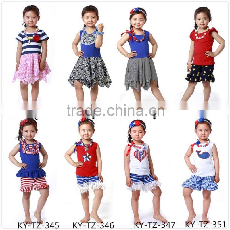 Long sleeve red and white stripe outfits wholesale baby clothes cotton fabric