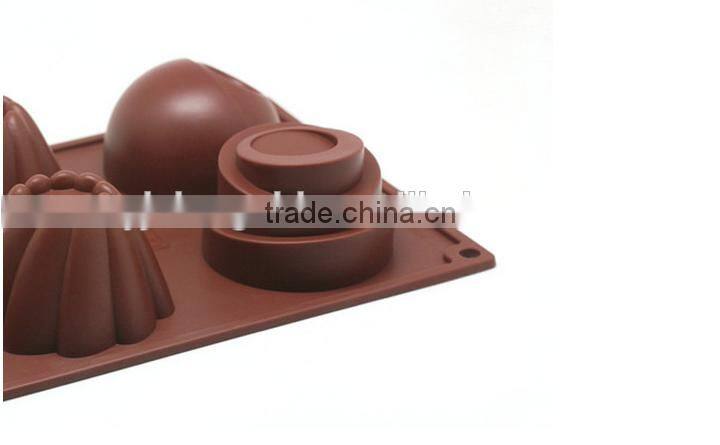2016 Hot sale food grade FDA and LFGB 6 hole new creative metal colorful silicone cake mold