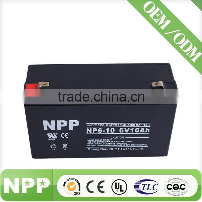 FOB Guangzhou 6v10ah LEAD ACID battery for UPS