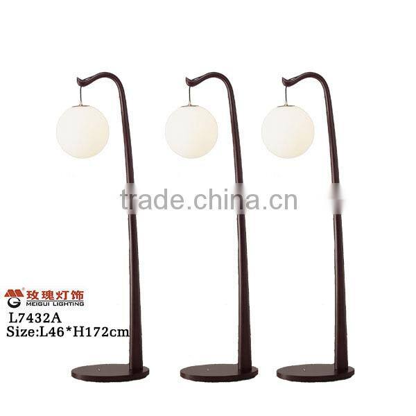 wood lamp with white polish glass lampshade