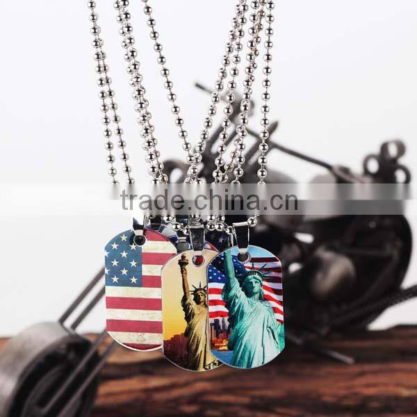 New Design Ball Chain Stainless Steel Statue of Liberty Print Tag necklace